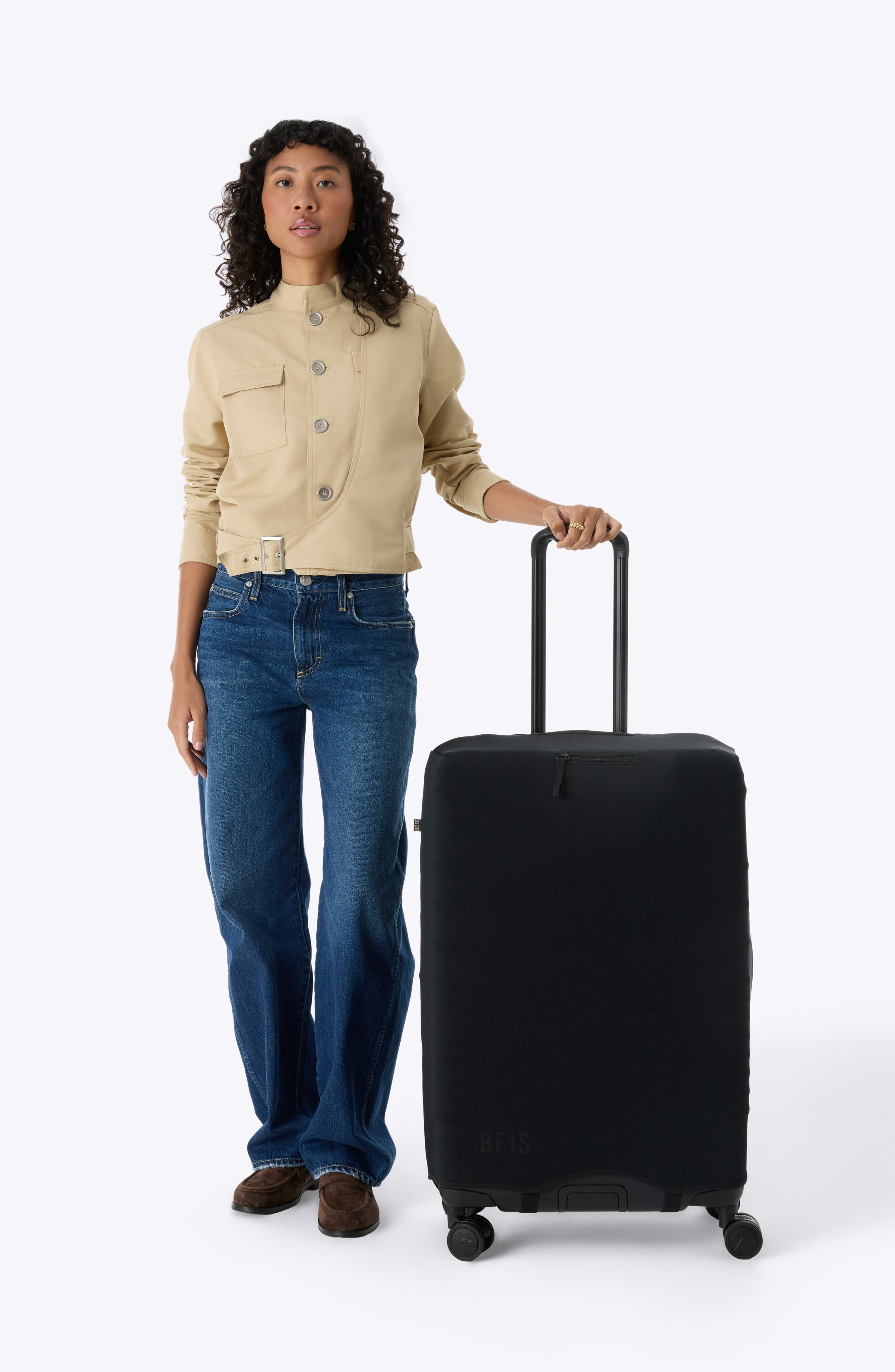 Béis The Hybrid Check-In Luggage Cover, Alternate, color, Black