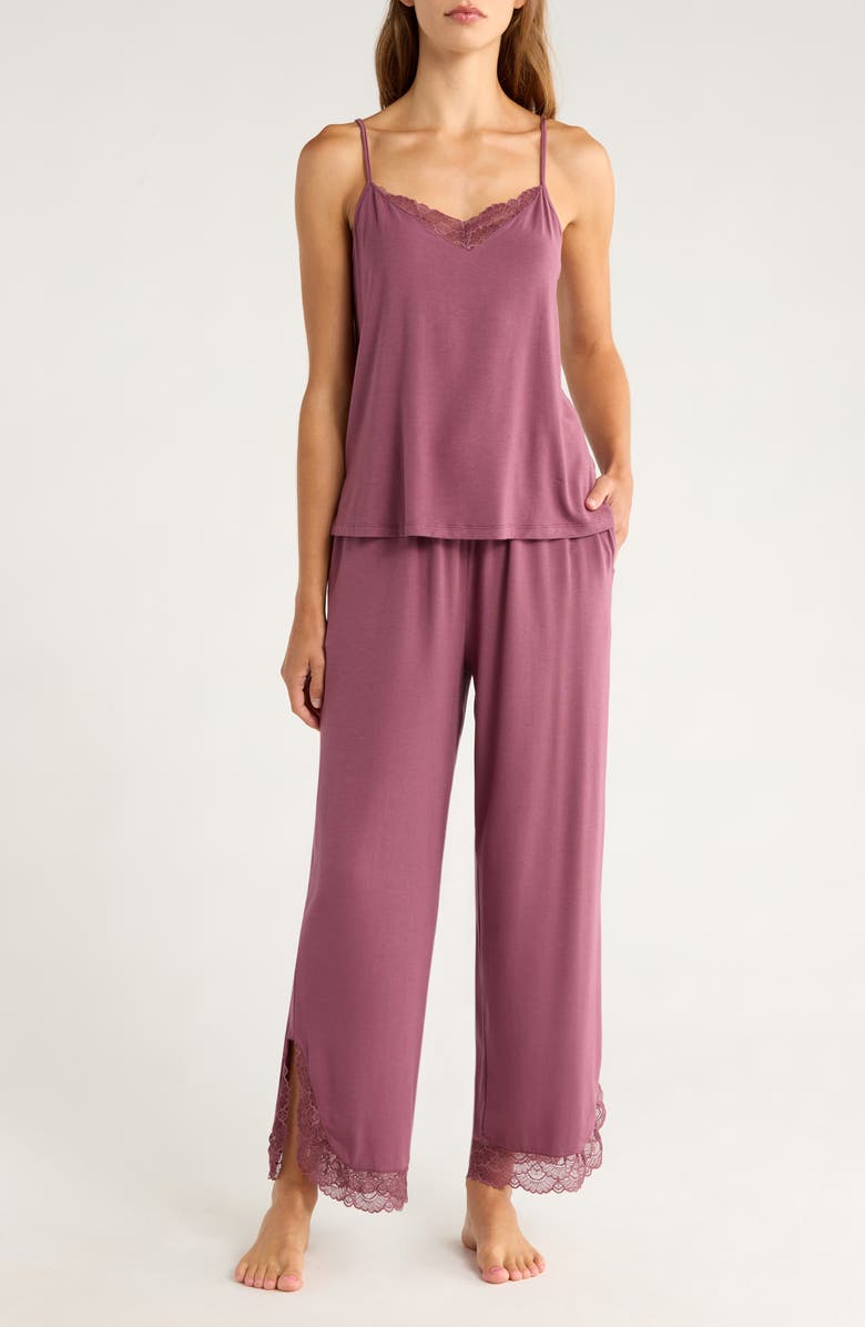Nordstrom Moonlight Eco Lace Trim Pajamas, Main, color, Purple Serum