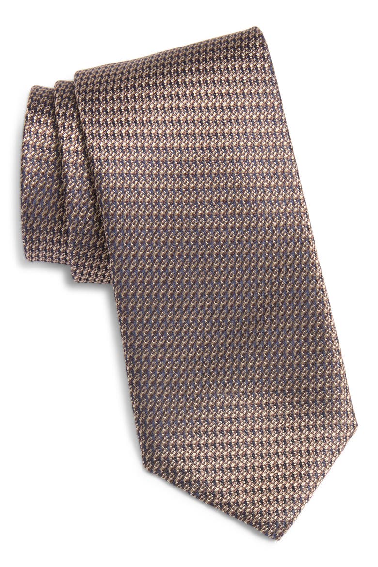 Neat Silk Tie, Main, color, BROWN