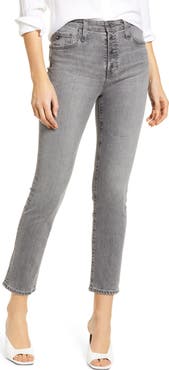 AG The Isabelle High Waist Button Front Ankle Straight Leg Jeans