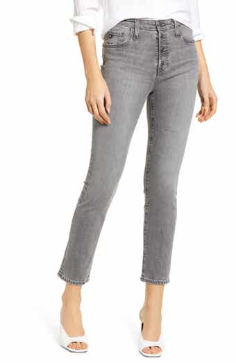 AG The Isabelle High Waist Button Front Ankle Straight Leg Jeans
