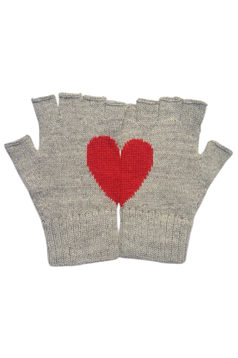 Heart Fingerless Alpaca Gloves