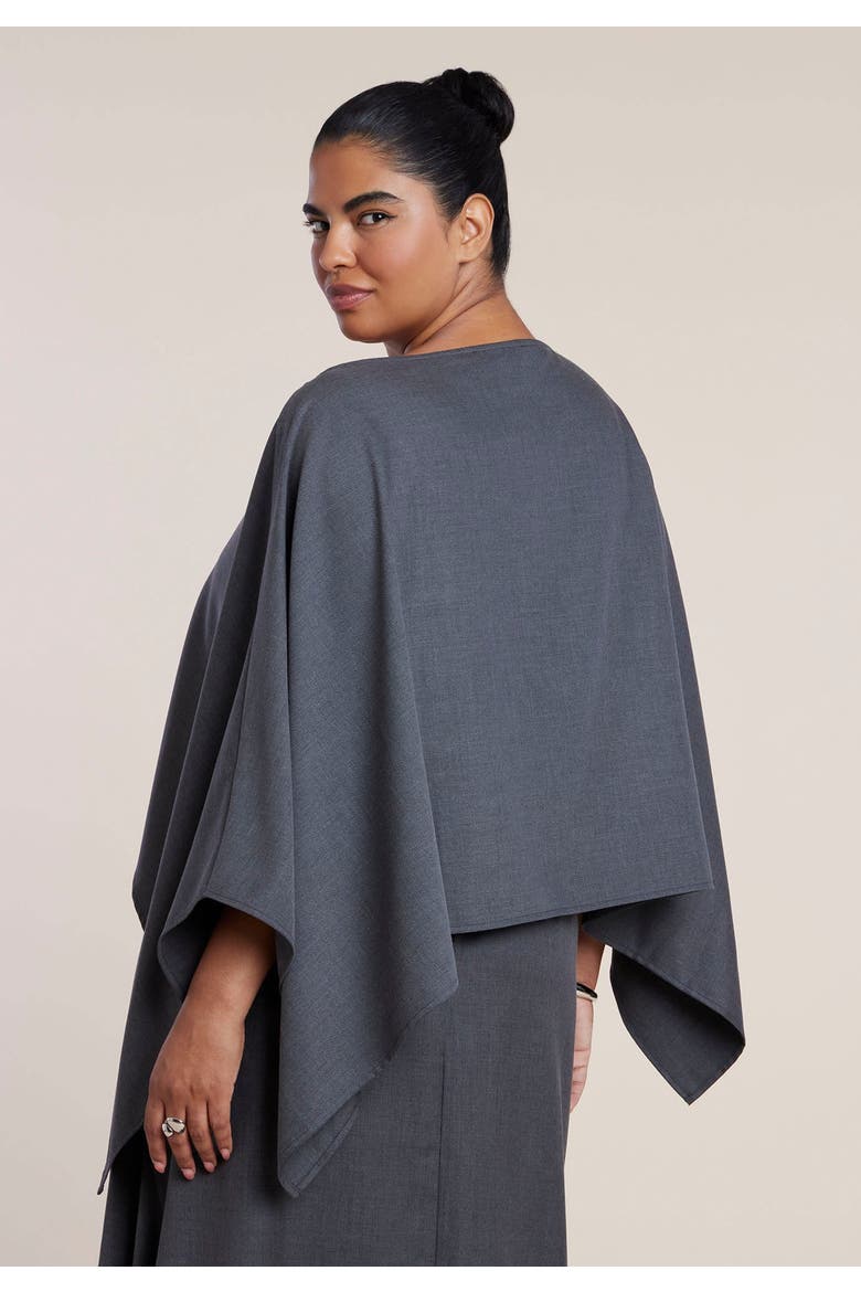 Draped Cape Top, Alternate, color, DARK HEATHER GREY