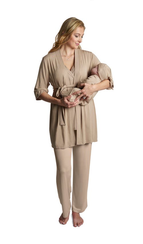 Everly Grey Analise During & After 5-piece Maternity/nursing Sleep Set In Gray