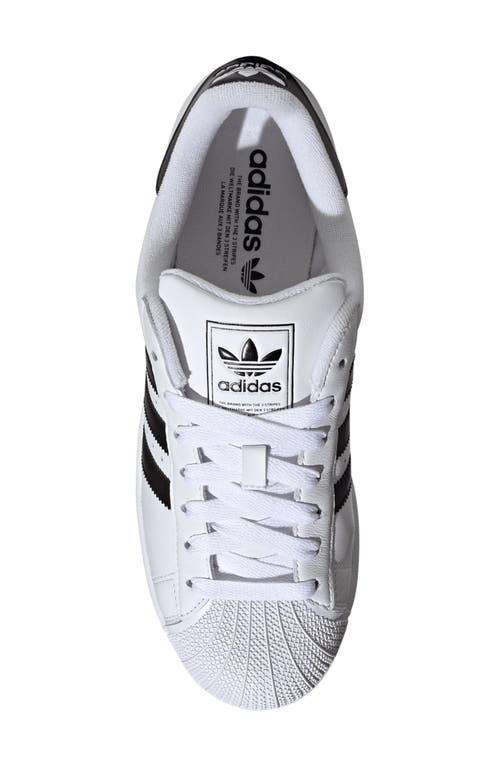Adidas Originals Superstar Vintage Ostrich-effect Leather Sneakers In White/black/white