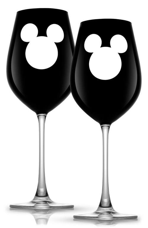 Joyjolt Set Of 2 Disney® Red Wine Glass In Black