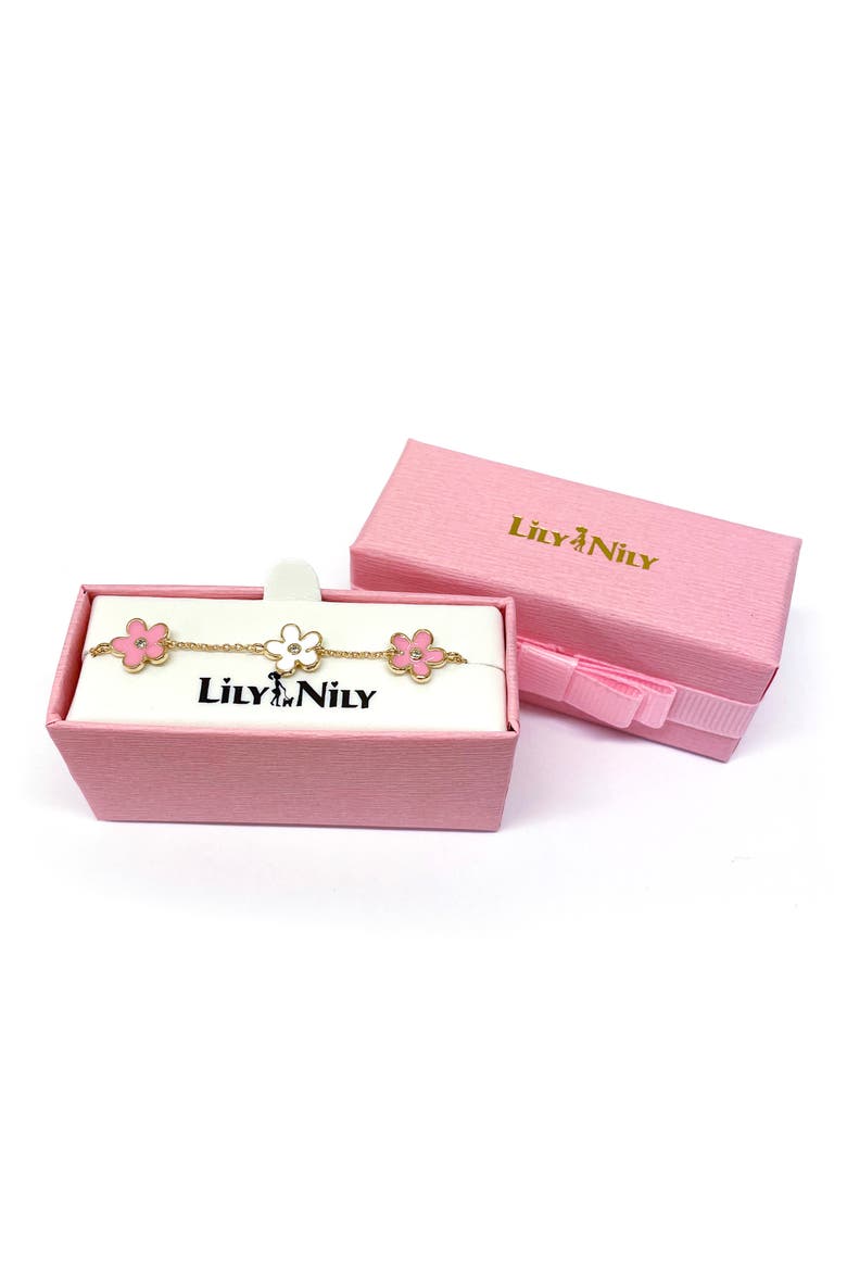 Kids' Floral Station Bracelet, Alternate, color, PINK/ WHITE