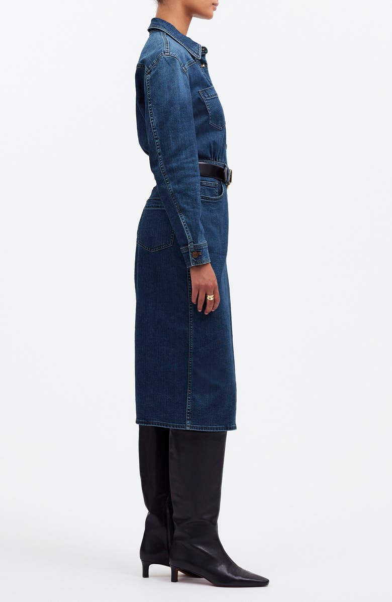Madewell Western Long Sleeve Denim Shirtdress, Alternate, color, Laselle Wash