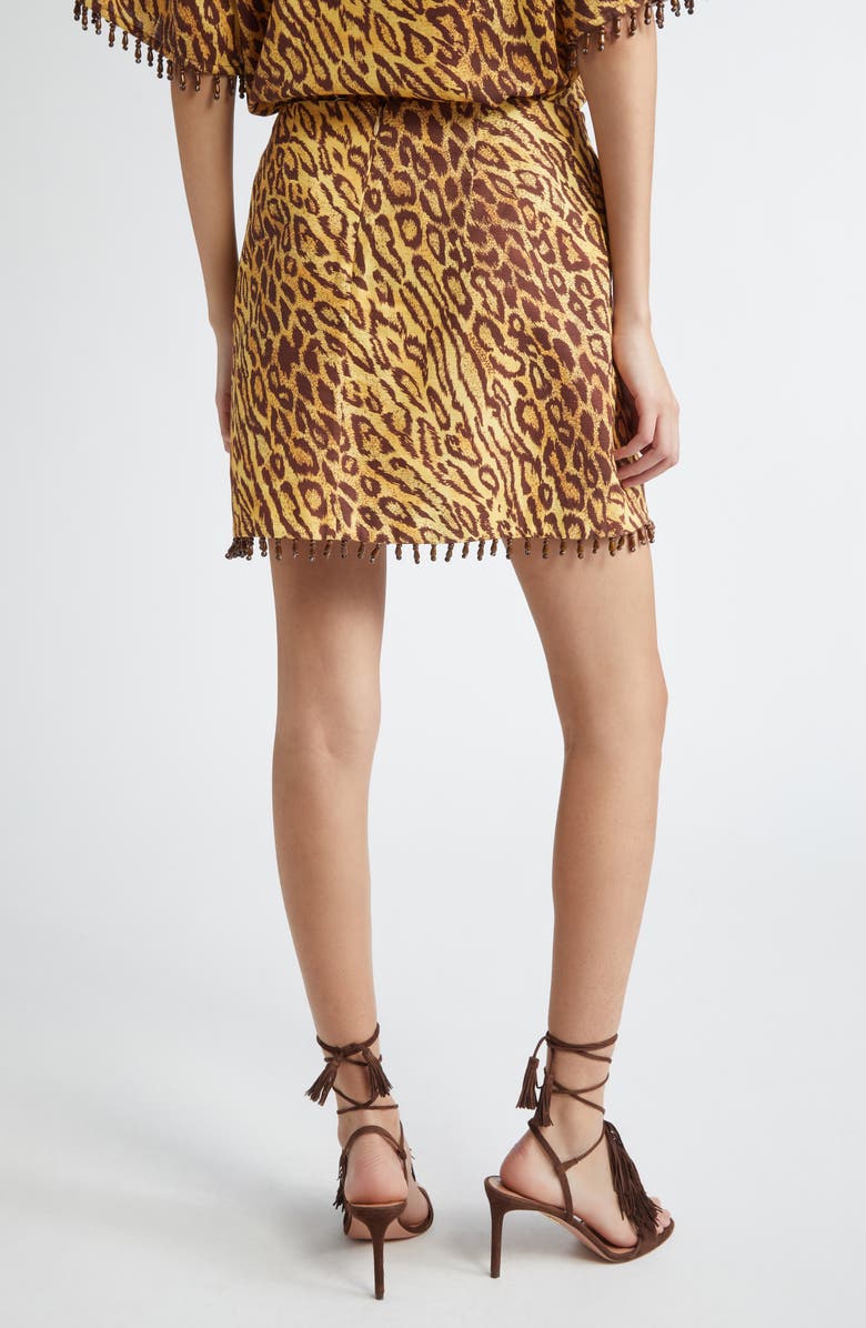 Zimmermann Coco Leopard Print Beaded Fringe Skirt, Alternate, color, Leopard