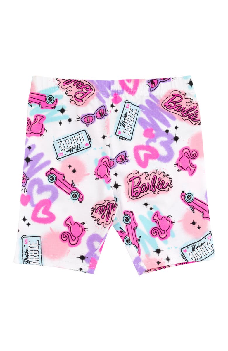 Barbie T-Shirt & Bike Shorts Set, Alternate, color, Hot Pink / White