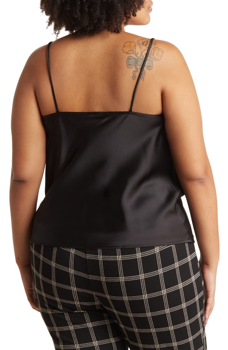 Renee C Cowl Neck Satin Camisole, Alternate, color, Black