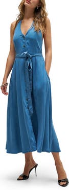 Lee Belted Button Front Midi Dress