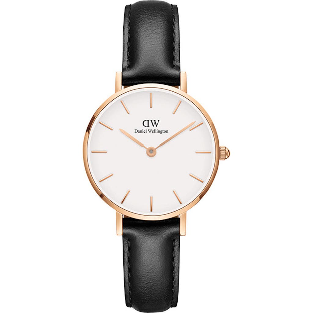 Daniel Wellington Classic Petite Leather Strap Watch, 28mm in Black/White/Rose Gold  product