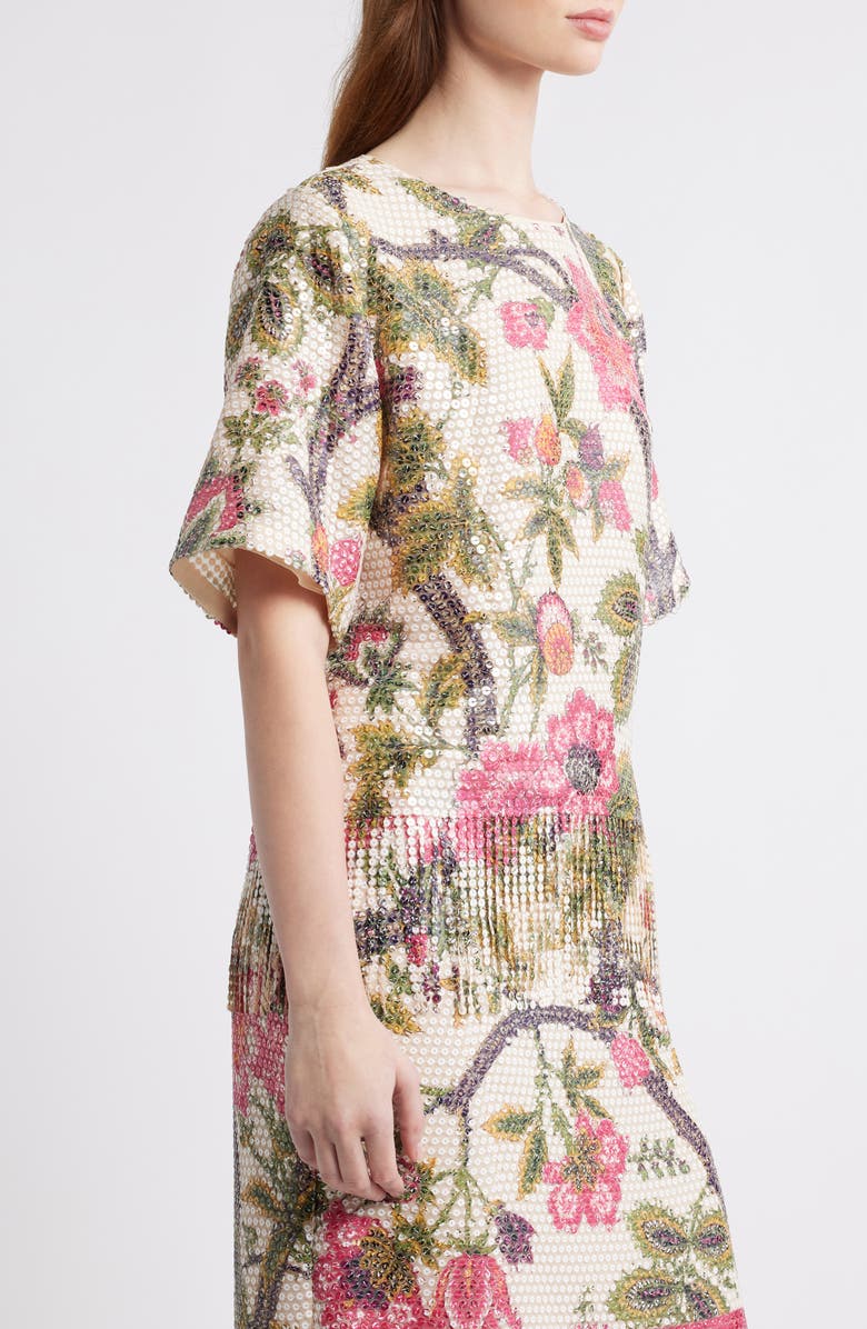 KOBI HALPERIN 'Lilly' Split Neck Silk Blouse, Alternate, color, Ivory Multi