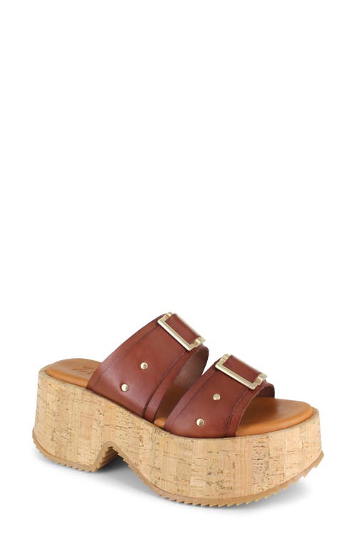Zigi Fanela Platform Slide Sandal In Tan Leather