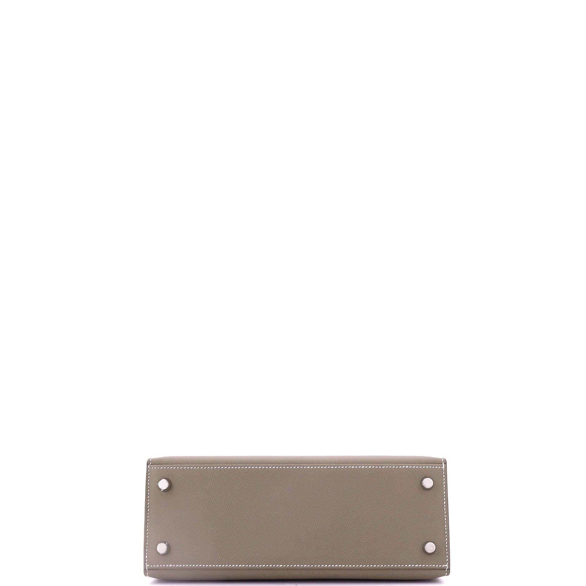 Pre-Owned Hermes Kelly Handbag Grey Epsom with Palladium Hardware 25, Alternate, color, 