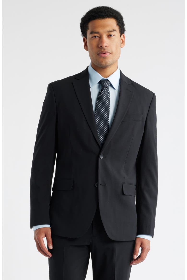 Henrik Trim Fit Solid Stretch Wool Suit Jacket, Main, color, BLACK