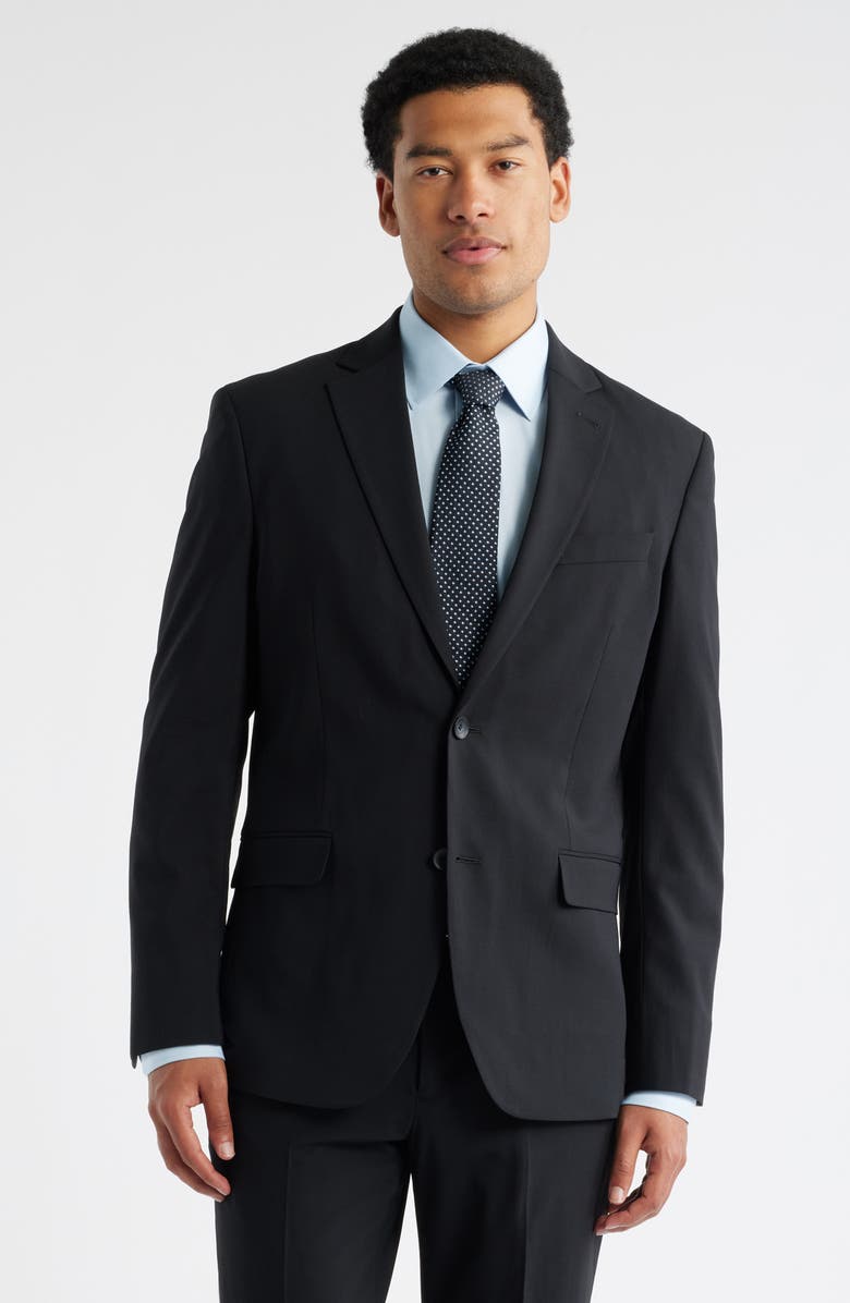 Nordstrom Henrik Trim Fit Solid Stretch Wool Suit Jacket, Main, color, Black