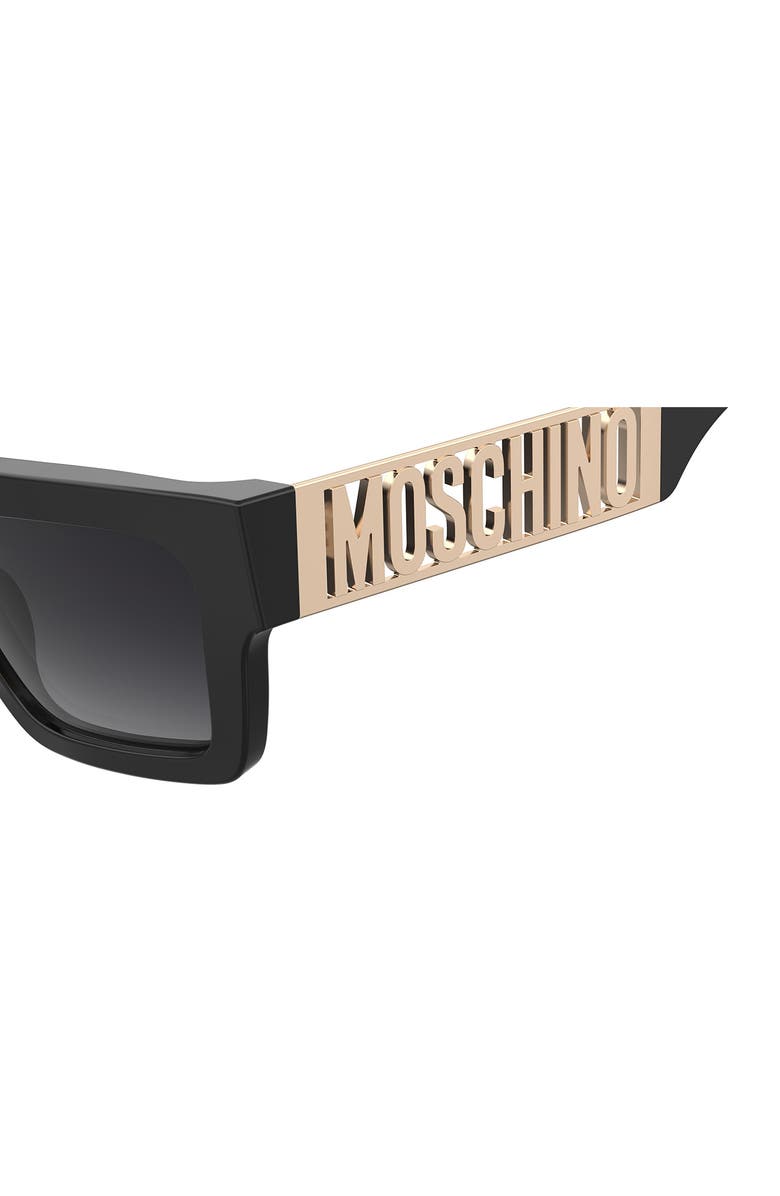 Moschino 53mm Rectangular Sunglasses, Alternate, color, Black