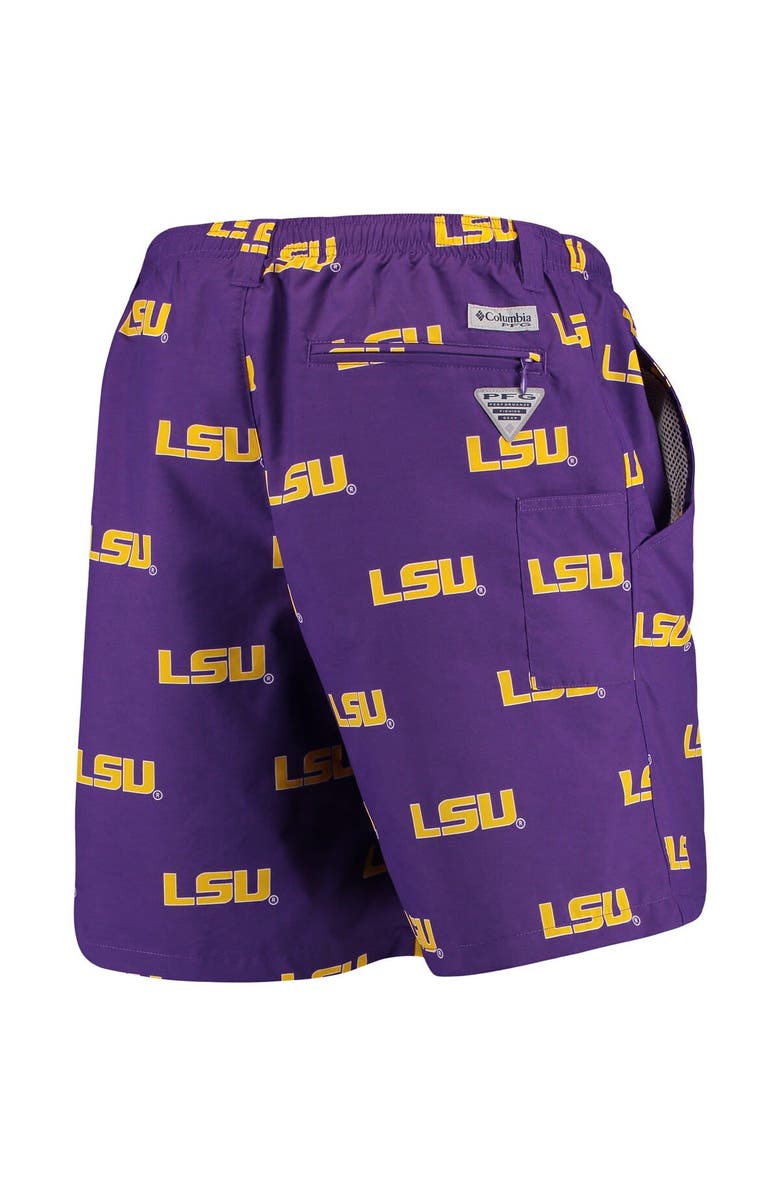 Columbia Men's Columbia PFG Purple LSU Tigers Backcast II 8" Omni-Shade Hybrid Shorts, Alternate, color, Purple