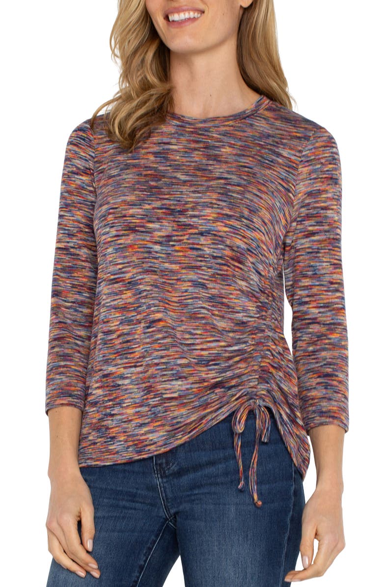 Liverpool Los Angeles Ruched Space Dye Top, Alternate, color, 