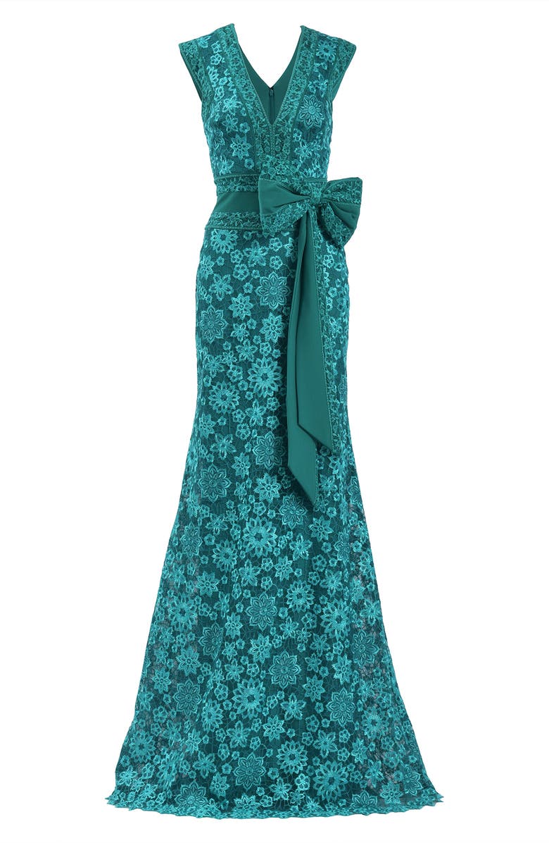 Tadashi Shoji Floral Embroidery Sleeveless Gown, Alternate, color, 