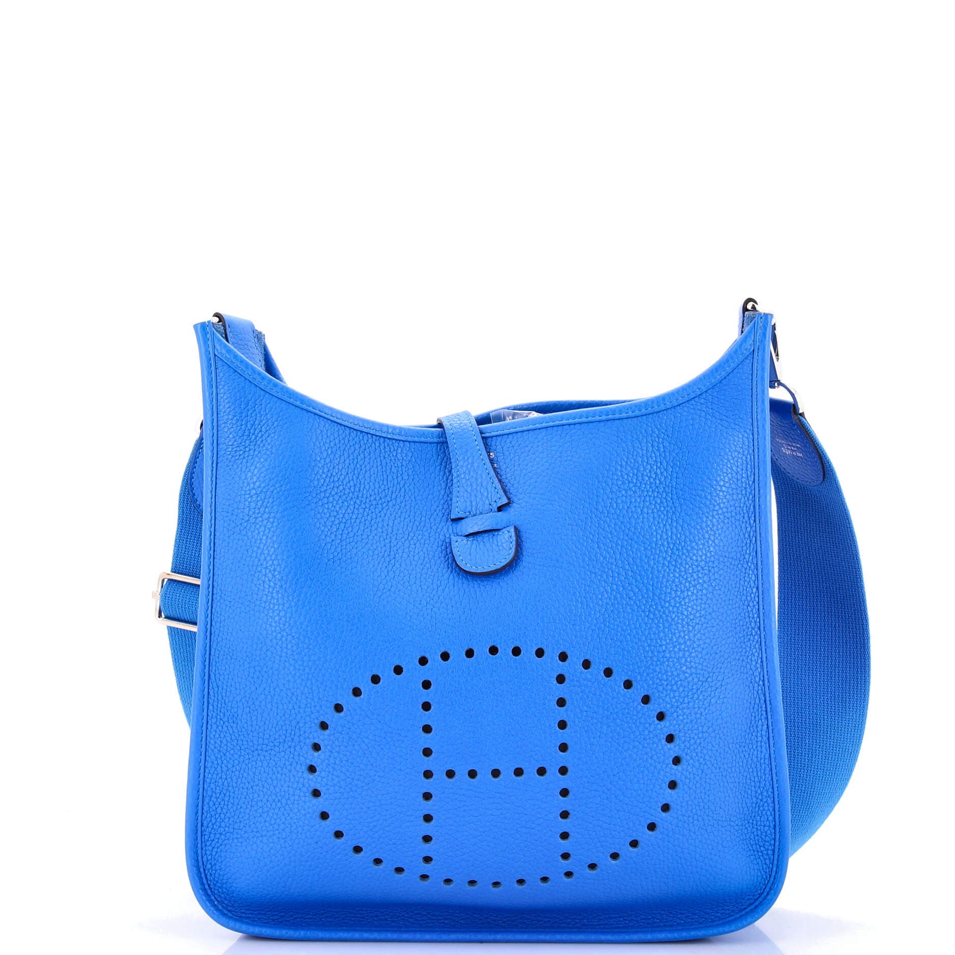 Pre-Owned Hermes Evelyne Bag Gen III Clemence PM, Main, color, Bleu Hydra