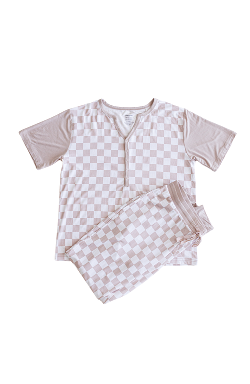 Charlie Lou Baby Pajama Set In Beige & White