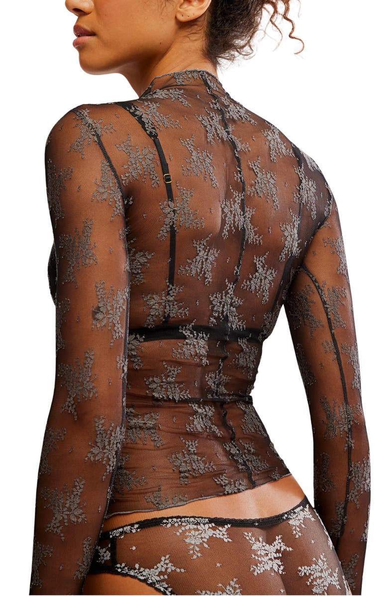 Free People Two-Tone Lady Lux Sheer Mesh Top, Alternate, color, Thunderstorm Combo