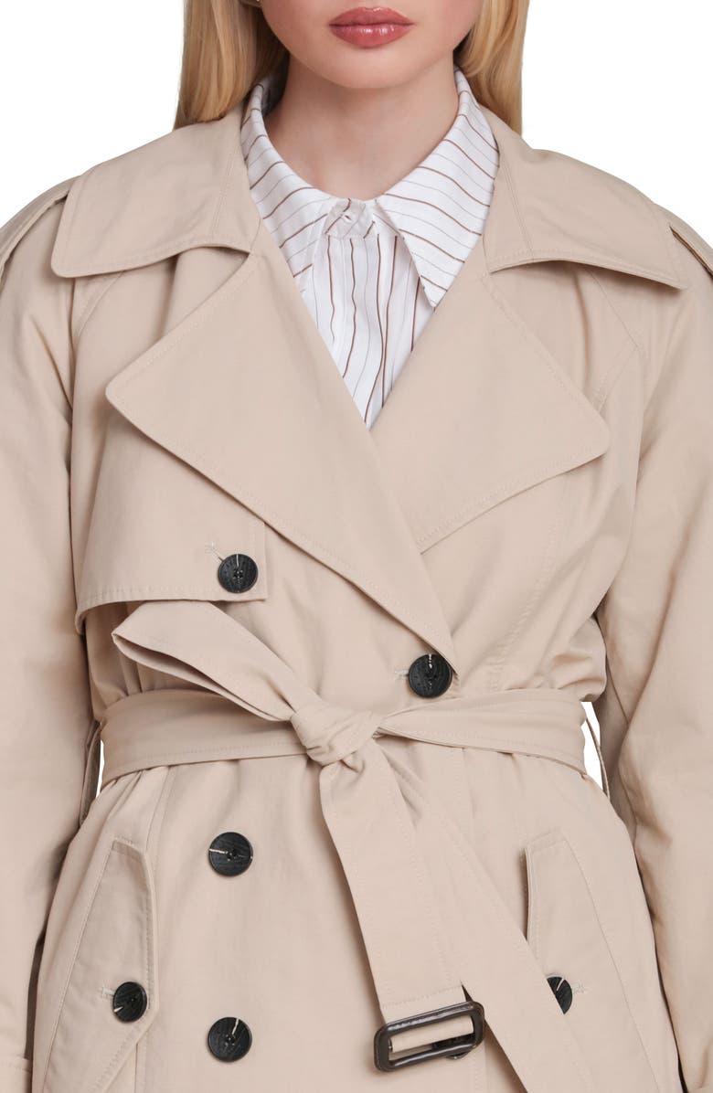 Avec Les Filles Belted Long Trench Coat, Alternate, color, Wheat