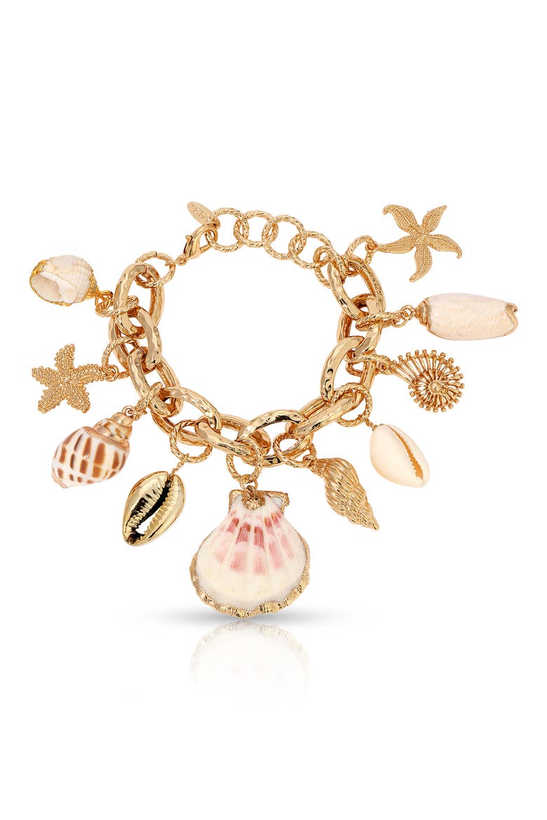 Shell Charm Bracelet, Main, color, GOLD