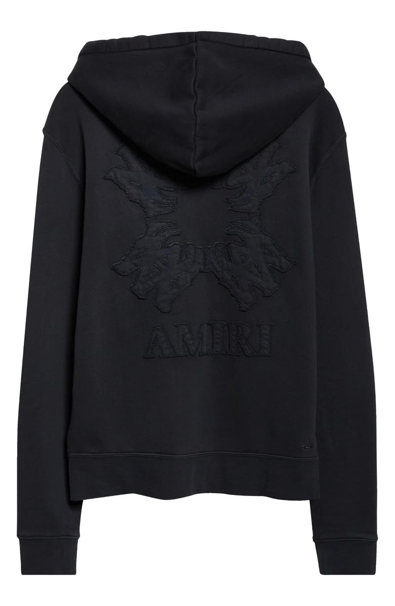 AMIRI MA Quad Appliqué Cotton Zip-Up Hoodie, Alternate, color, Black