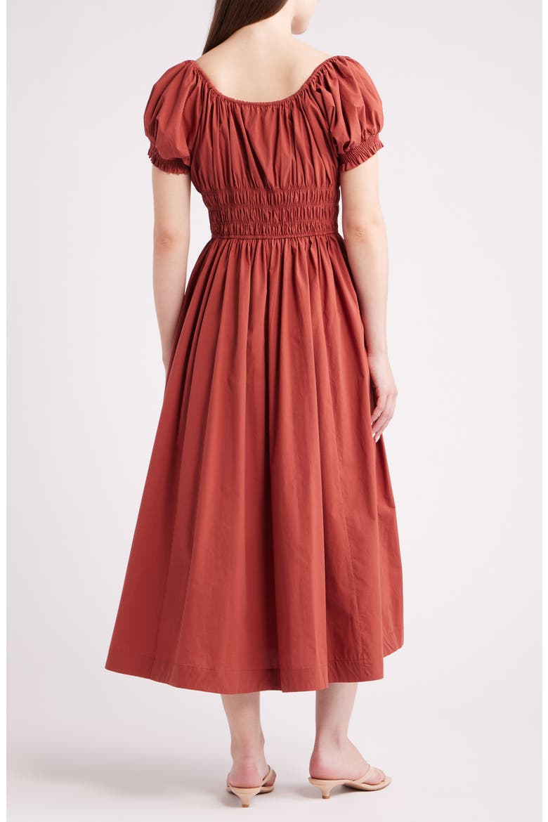Phillipa Cap Poplin Midi Dress, Alternate, color, TERRACOTTA