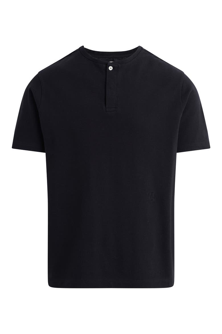 Modern Cotton Piqué Henley, Alternate, color, BLACK