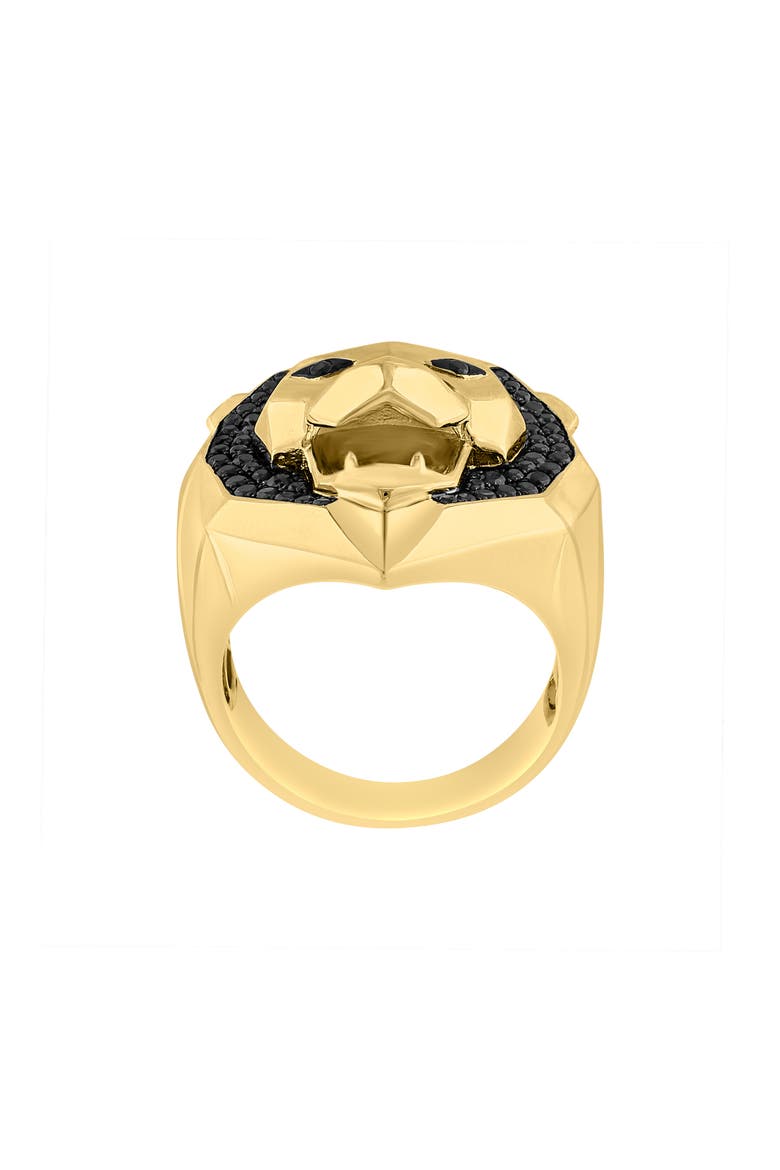 Black Spinel Lion Ring, Alternate, color, BLACK