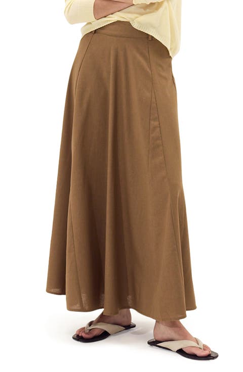 Belted Clouet Linen Blend Maxi Skirt