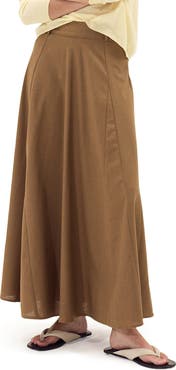 DELUC Belted Clouet Linen Blend Maxi Skirt