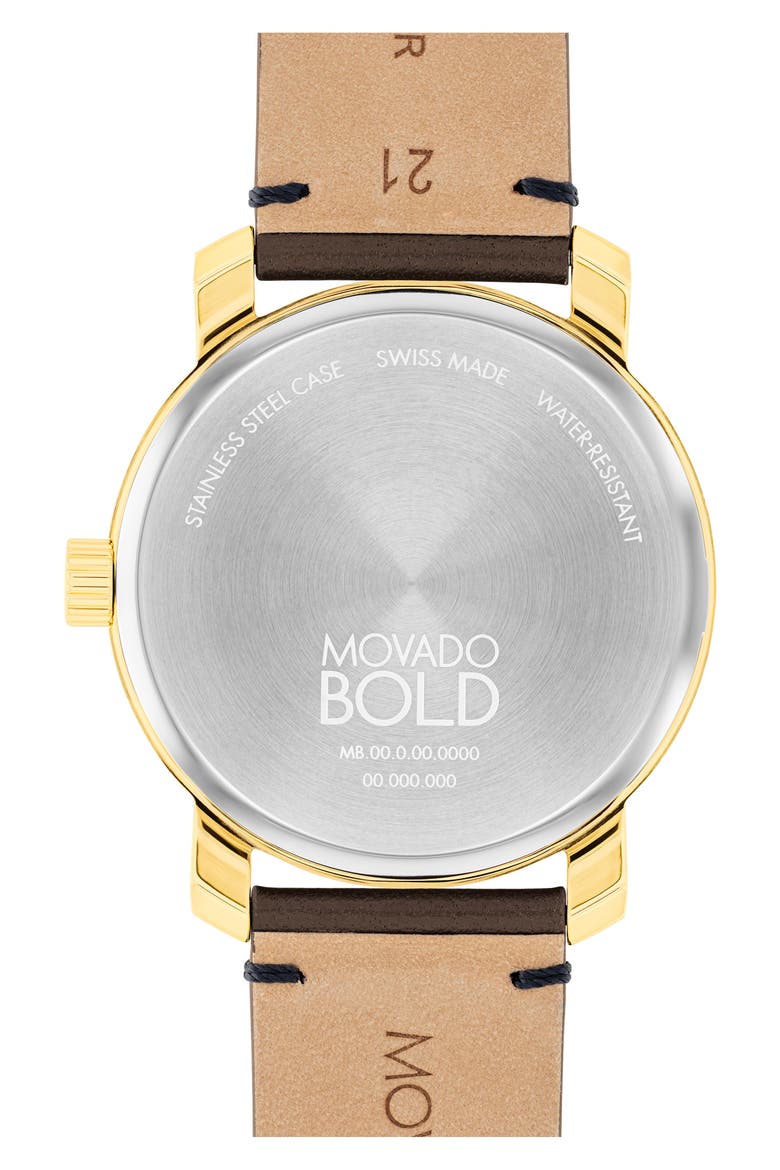Bold Access Leather Strap Watch, 41mm, Alternate, color, BLACK