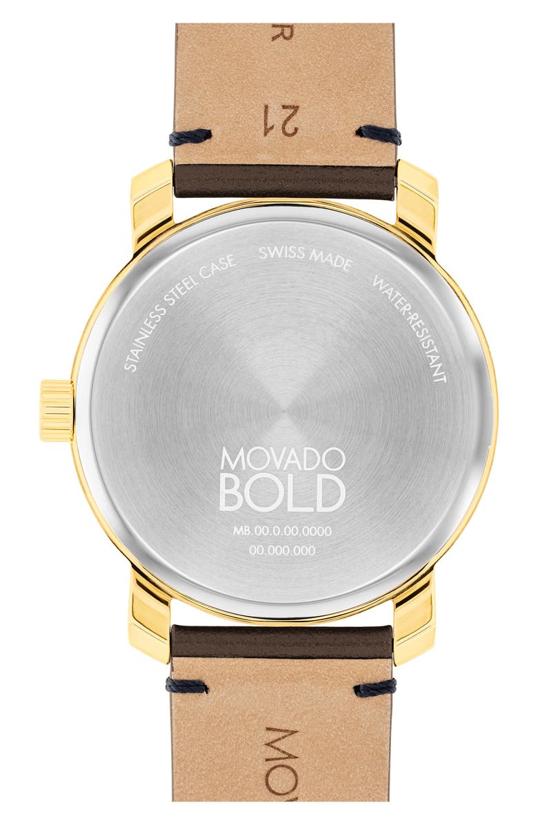 Movado Bold Access Leather Strap Watch, 41mm, Alternate, color, 