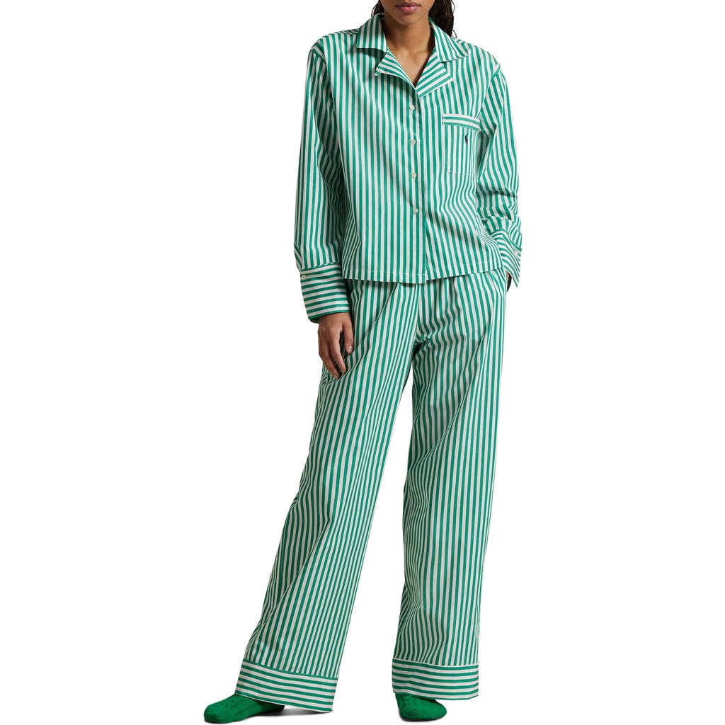 Polo Ralph Lauren Bailey Striped Pajama Set In Vine Green