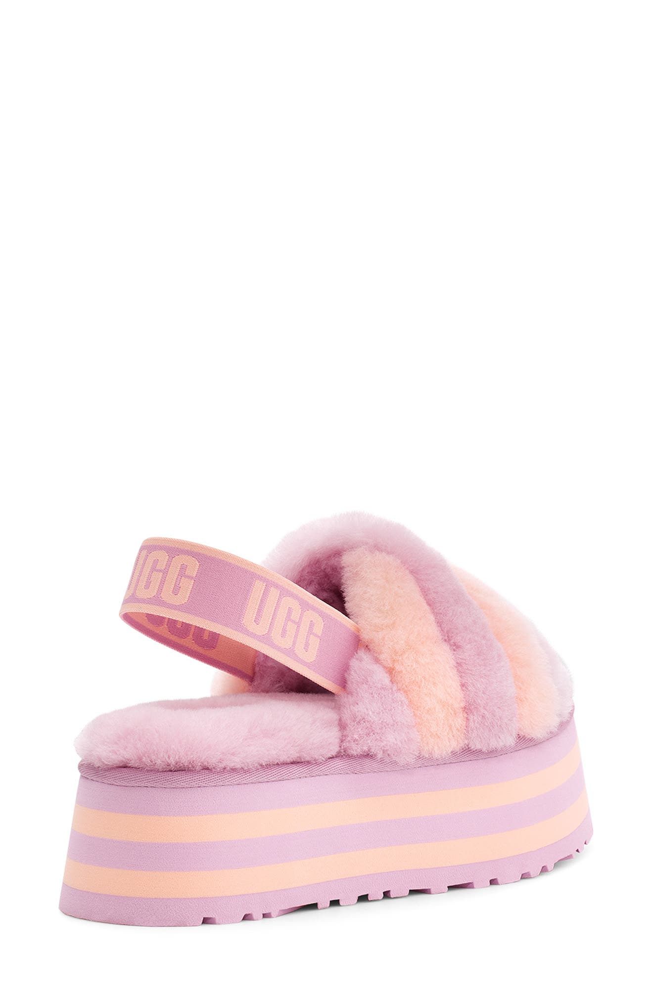 Disco Genuine Shearling Slingback Slipper, Alternate, color, PRIMROSE / PINK DUSK