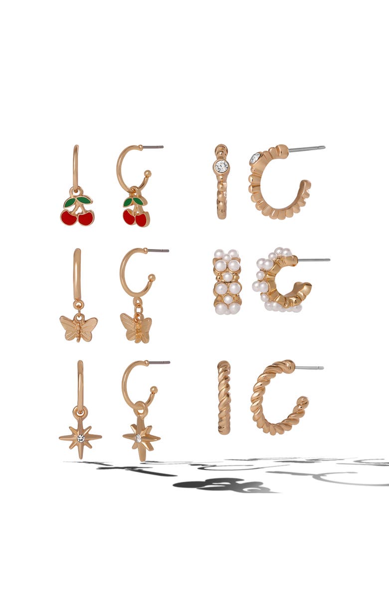 Jessica Simpson Gold Pearl Earrings Set, Main, color, Gold