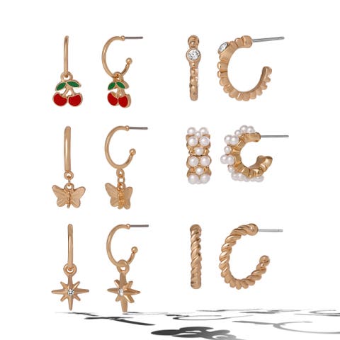 Gold Pearl Earrings Set