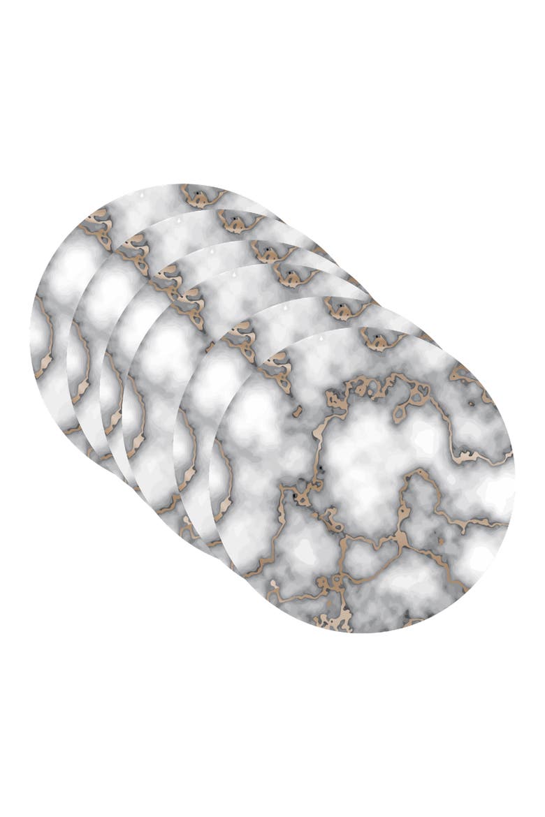 Marble Print Set of 6 Placemats, Alternate, color, SMOKEY GOLD