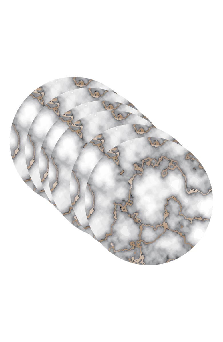 DAINTY HOME Marble Print Set of 6 Placemats, Alternate, color, Smokey Gold