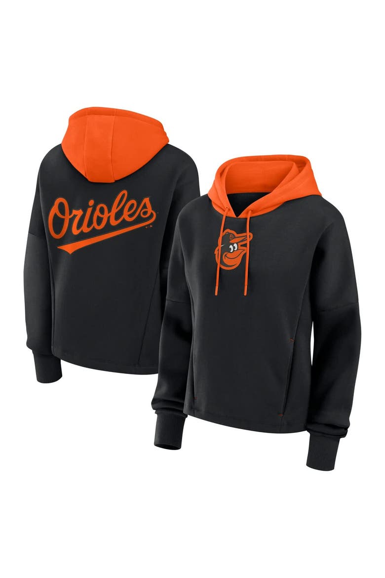 Women's Fanatics Black Baltimore Orioles Oversized Legacy Favorite Spectator Pullover Hoodie, Main, color, Black