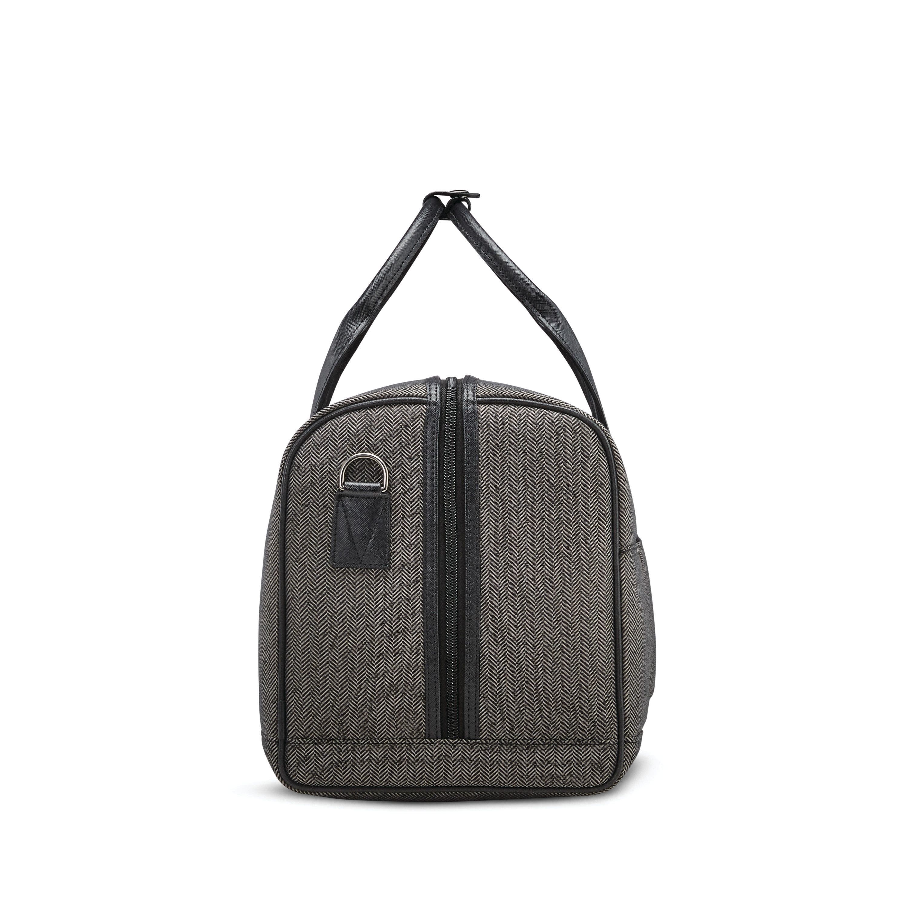 Herringbone Deluxe Weekend Duffel Bag, Alternate, color, Black Herringbone