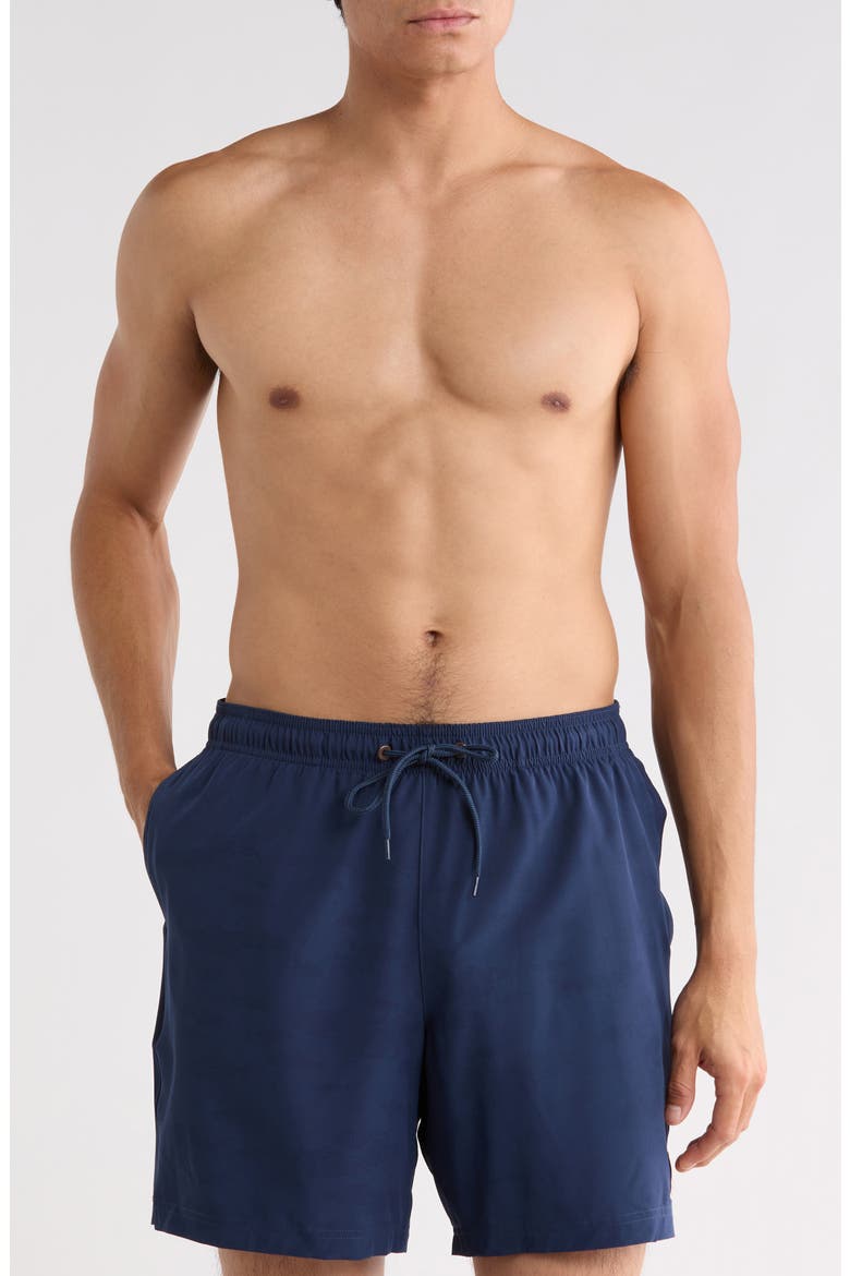 HydroMorph Shoreside Swim Trunks, Main, color, DRESS BLUES SALMON FALLS