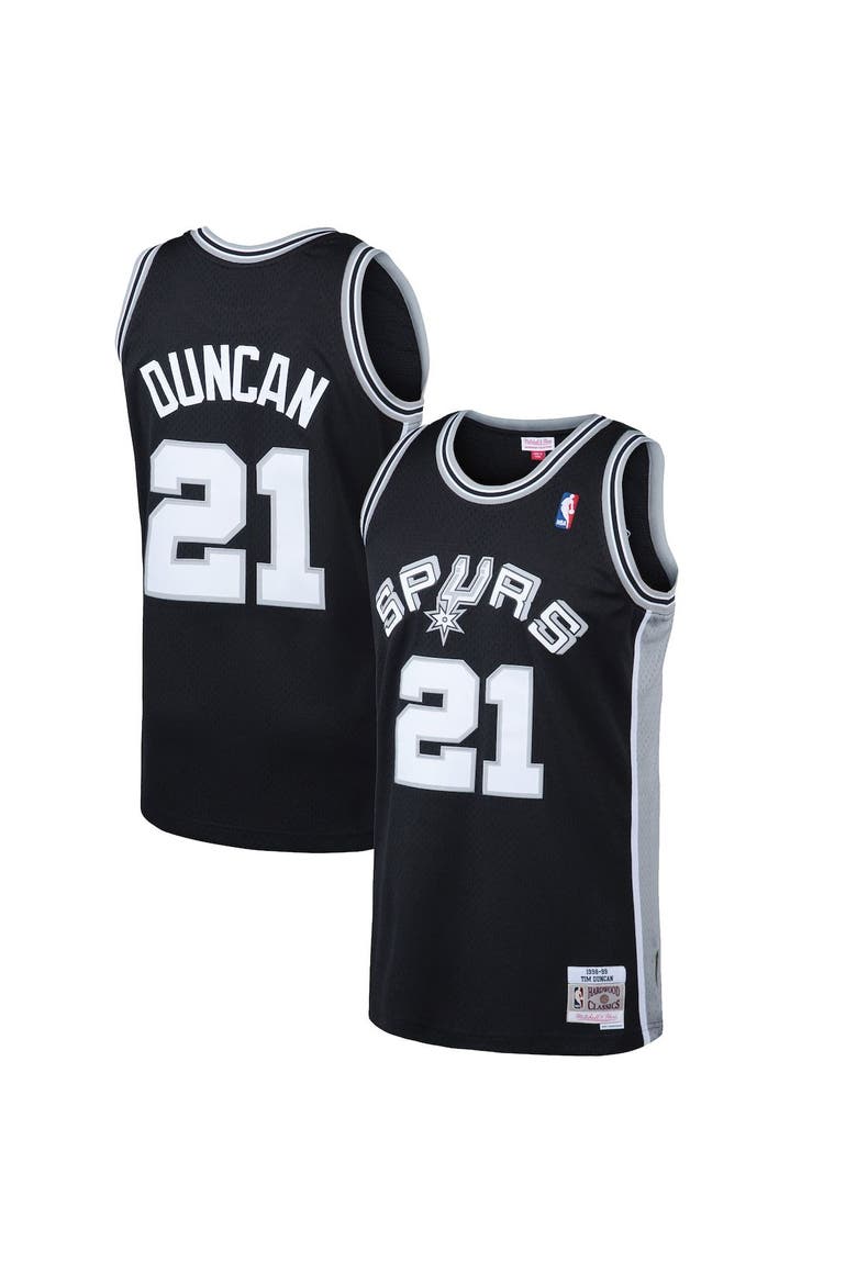 Men's Mitchell & Ness Tim Duncan Black San Antonio Spurs 1998/99 Hardwood Classics Swingman Jersey, Alternate, color, Black