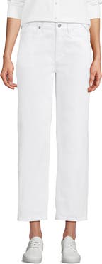 Lands' End Soft Denim Mid Rise Relaxed Straight Crop Jeans